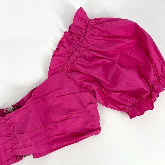 Forever 21 Top Cropped Puff Sleeve Pink Bandeau NWT - Picture 8 of 10